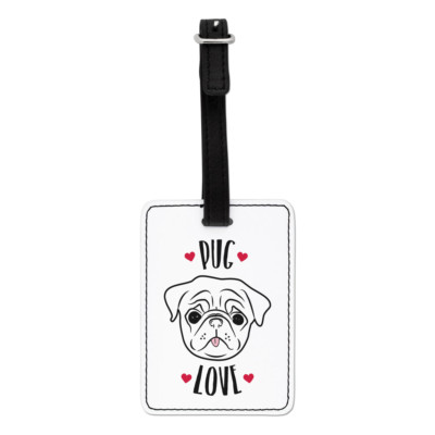 Gift Base Pug Love Gepäckanhänger Koffer Tasche Kunstleder 1 Stück