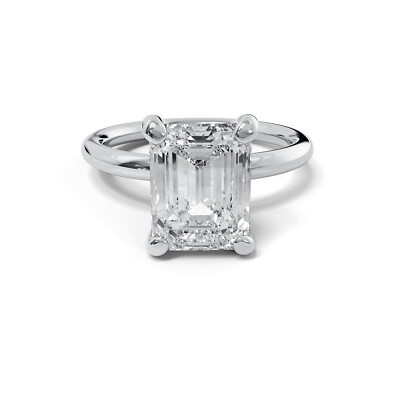 Diamond Ring VVS2 E Emerald Cut CVD 5 Carat Lab-Created IGI Certified Special