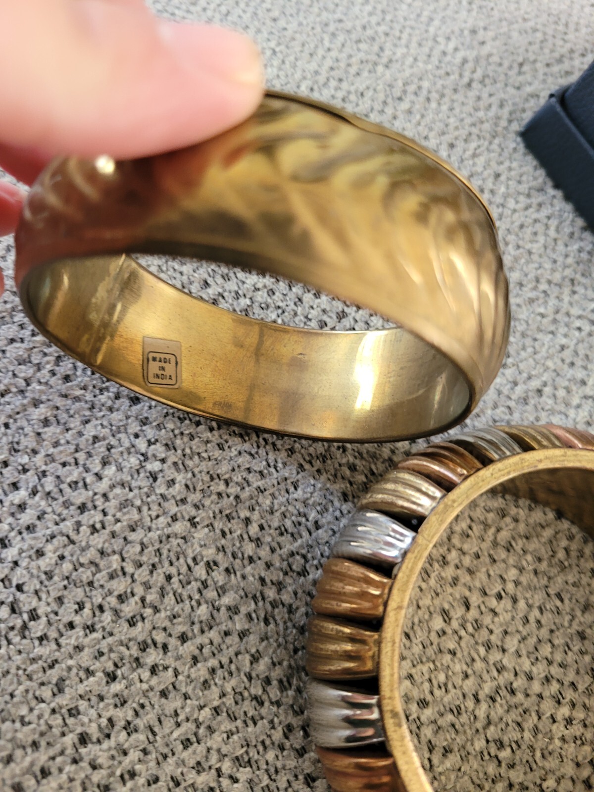 Vintage Bangle Bracelets Brass Bangle Tri Color W… - image 4