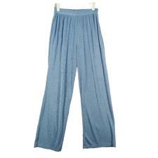 SHEIN Hi-Rise Pull on Women Pants Size 6 Wide Leg Casual Blue Knit W/ Pockets