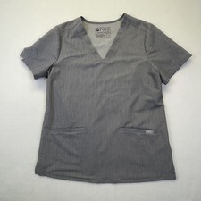 Figs Scrubs Womens M Casma Three-Pocket Gray Graphite Short Sleeve Top Shirt