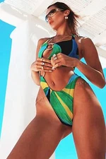 NEW Louisa Ballou Sex Wax One Piece Swimsuit in Blue Landscape Reversible XS/S 