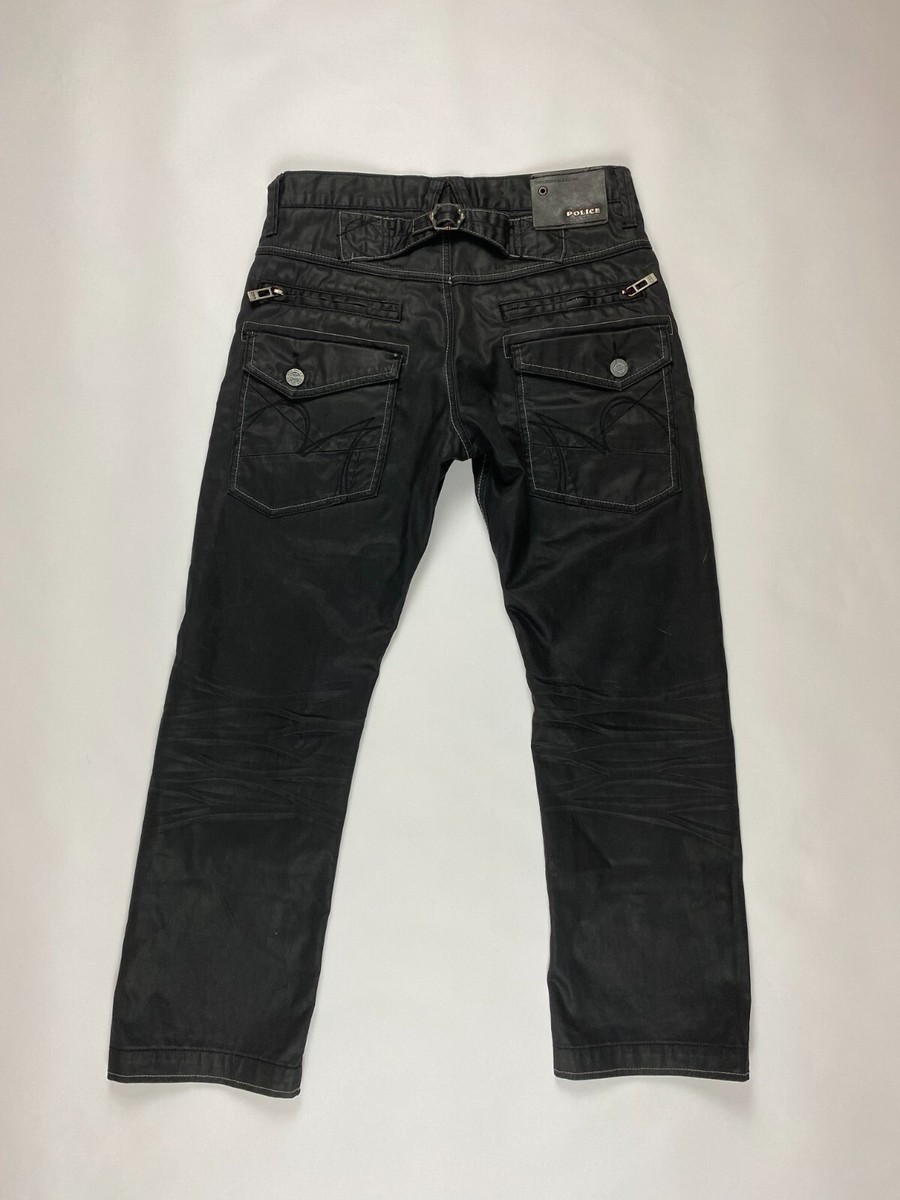 Vintage Police 883 Waxed Multipocket Denim Pants Y2K Avant Vintage Police 883 Waxed Multipocket Denim Pants Y2K Avant