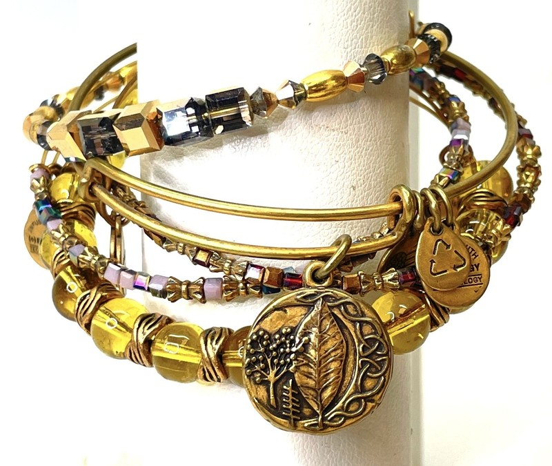 Alex and Ani Gold Tone Charm Bracelets 5 Count 53.4g