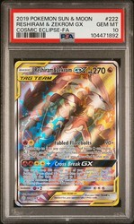 Reshiram & Zekrom GX 222/236 Full Art Sun & Moon Cosmic Eclipse