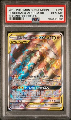 Pokemon Reshiram & Zekrom GX 222/236 Full Art SM Cosmic Eclipse