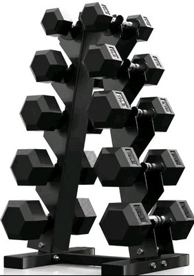 100LB Hex Dumbbell Set with Rack Home Gym Strength Training Weights