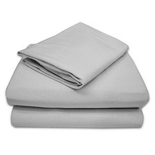 100 Natural Cotton Jersey Knit 3-Piece Toddler Sheet Set, Gray, Soft