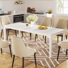 78 Inch Rectangular Dining Table Industrial Kitchen Dinner Table for 6-8 People