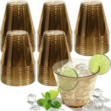 150 Pack Plastic Cups 9 oz Brown Clear Plastic Cups for Cocktail Fancy Disp