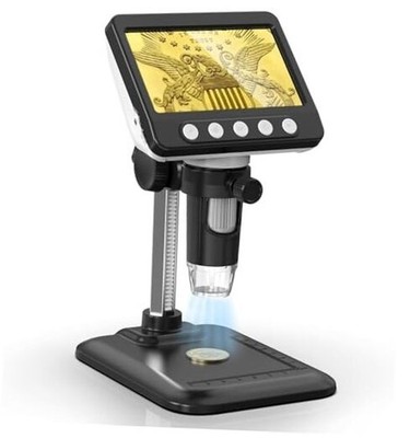 Coin Microscope, 4.3'' LCD USB Digital Microscope 1000X Coin Magnifier Black