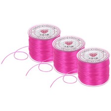 3 Rolls Elastic String for Bracelets, 0.8mm Stretch Bead Cord Rose Red, 100m
