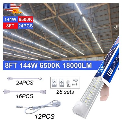 24 Pack 8 Foot Led Shop Lights Plug in and Play Bulbs for Garage Warehouse Barn