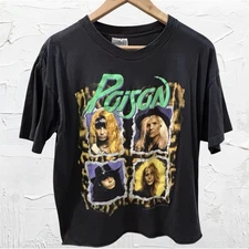 Vintage 90’s Single Stitch Poison Flesh And Blood World Tour T Shirt  Size XL