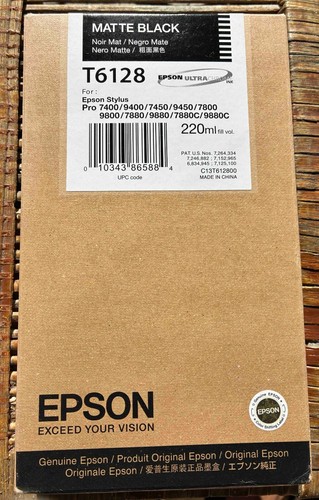 10-2014 NEW GENUINE EPSON T6128 MATTE BLACK INK 220ml STYLUS PRO 7800 9800 - 第 1/1 張圖片
