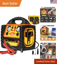 Upgraded 1800A Peak Portable Battery Jump Starter with 400W Power Inverter