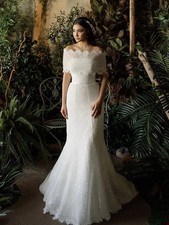 Mermaid Wedding Dress Off Shoulder Bridal Gowns Full Lace Floor Length