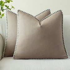 Linen-Look Pillow Covers Set of 2, Decorative Throw Pillow Covers 20 x 20 Inc...