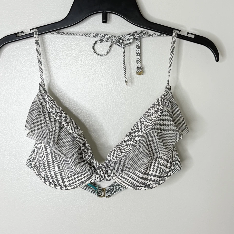 Bikini de natación Betsey Johnson y funda mediana a cuadros malla volantes coqueta Y2K Foto 3 de 4