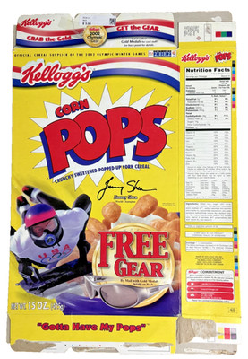 2002 Olympic Gear Promotion Kellogg's Corn Pops Cereal Box