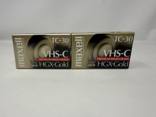 2 Maxell HGX-Gold TC-30 VHS-C Camcorder Tapes New Sealed Vintage