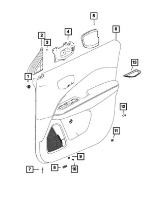 Genuine Mopar Front Door Trim Panel Left 5VM25PS4AD