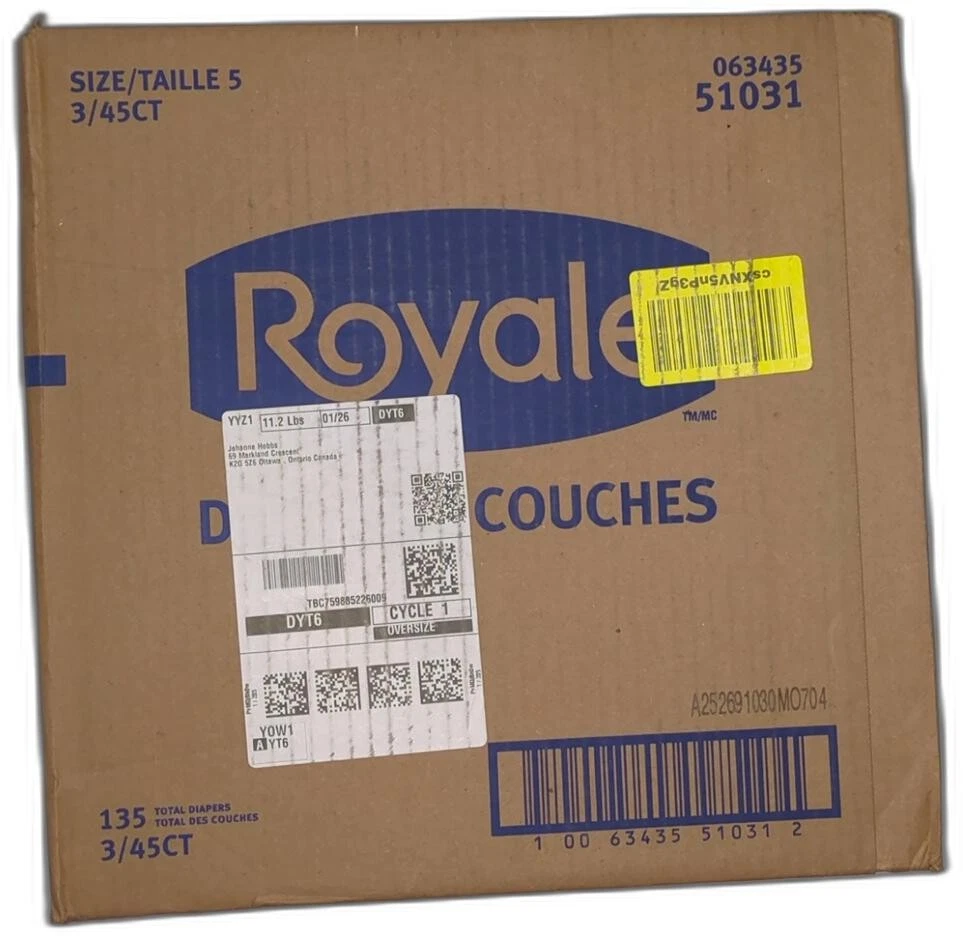 Pampers Royale Diapers, Size 5 (27+ lb), 135 Count, Disposable Baby Diapers