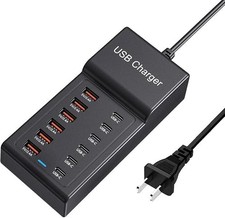 Multi USB Charger USB C Charging Station Block 50W 12 Ports Multiple USB C Hub