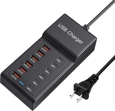 Multi USB Charger USB C Charging Station Block 50W 12 Ports Multiple USB C Hub