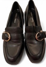 Marc Fisher Dancy2 Black Faux Leather Lug Sole Shoe Size 8