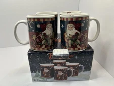 SUSAN WINGET CHRISTMAS SANTA & TOYS COFFEE MUG CIC CERTIFIED Set Of 4 NIB #5474
