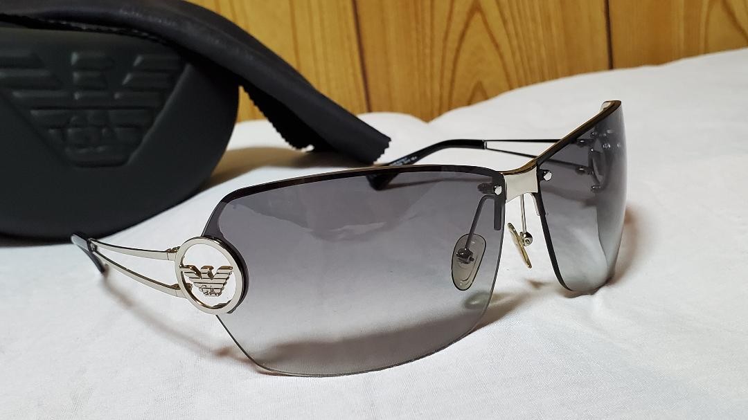 Armani Eagle Logo Metal Frame Sunglasses in Classic Black