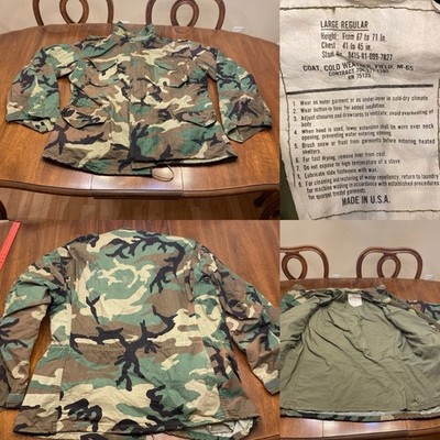 Vintage 90s US Army M65 Field Jacket Large Woodland Camo Cold Weather Coat  Y2K - Main Image