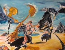 Original Surreal Abstract Figurative Oil Painting 80x60cm Canvas Art