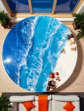 15" Beautiful Ocean Wave Coffee Table Epoxy resin Kitchen Balcony Furniture Home