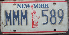 NEW YORK Statute of Liberty  license plate   MMM 589   Triple M s