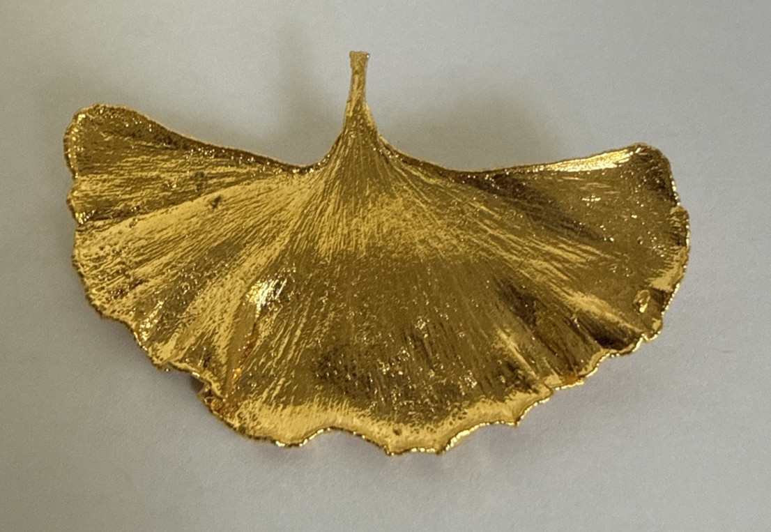Nature's Creations Maryland Ginkgo Leaf Pin Textured Gold Tone '76