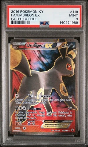 2016 POKEMON XY FATES COLLIDE #119 FULL ART/UMBREON EX PSA 9
