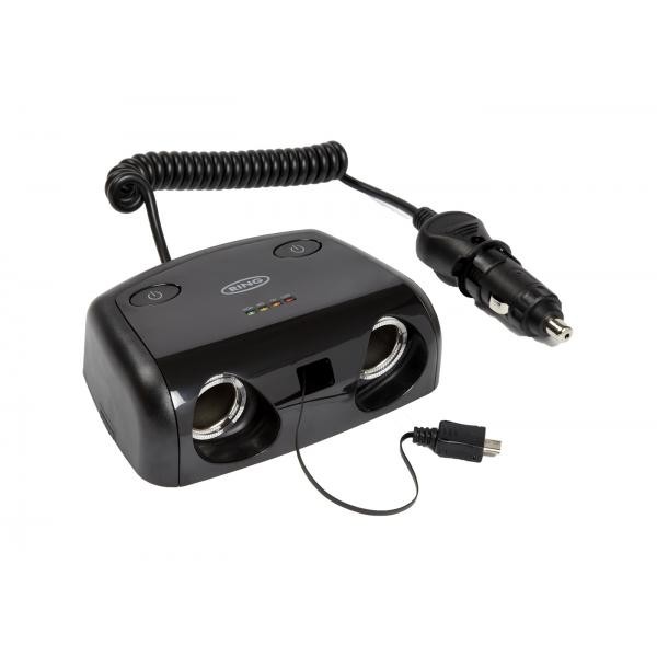Doppia Presa Accendisigari 12V con Micro USB e Tester Batteria LED