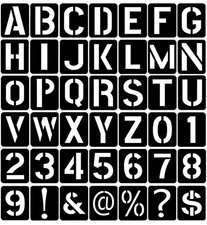 NEW 42Pcs 3inch Black Plastic Alphabet Letters Symbols Numbers Stencils Reusable