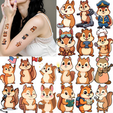 54pcs Temporary Tattoo Waterproof Long-lasting Body Stickers Squirrel Stickers