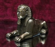 Small Bronze Metal Colored Egyptian Style Sphinx Figurine Statue