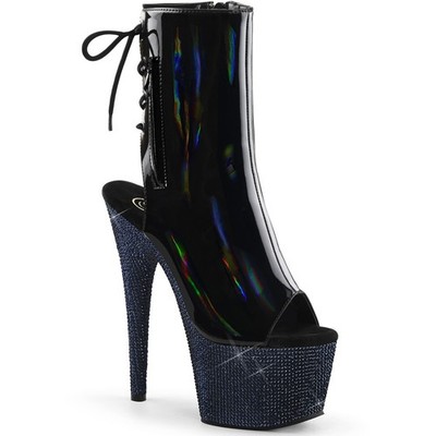 Pleaser 7 Inch Open Toe Rhinestone Ankle Boots Bej1018Dm-7 Bhg Mbrs Women
