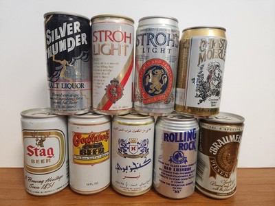 Lot of 9 Vintage Metal EMPTY Beer Cans Pictured #mp4