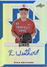 RYAN WEATHERS - AUTO - 30/30 - Blue Refractor - 2017 Leaf Perfect Game  YANKEES