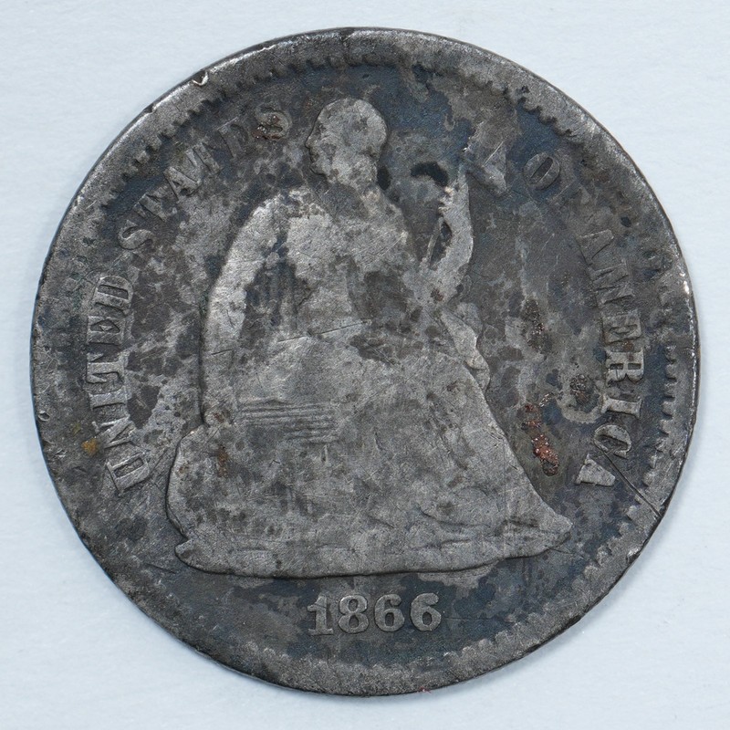 1866-S Seated Liberty Half Dime - Damaged Cull