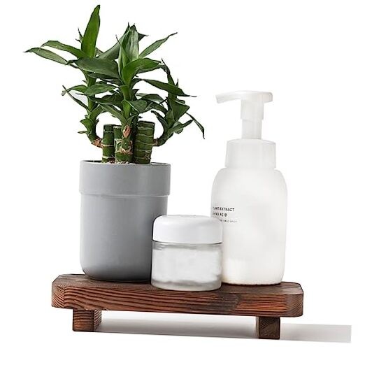 Wooden Risers for Decor Display Bathroom Counter Sink Tray Dish Soap Holder