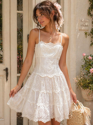 BCBGMAXAZRIA White Eyelet Lace Sundress Cotton Mini 2 Boho Cottagecore Coquette | eBay BCBGMAXAZRIA White Eyelet Lace Sundress Cotton Mini 2 Boho Cottagecore Coquette | eBay