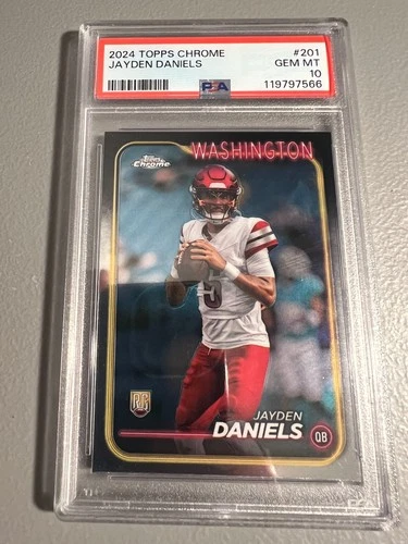 2024 Topps Chrome - Jayden Daniels ( Commanders ) Rookie RC #201 - PSA 10