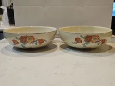 VINTAGE Hall’s Superior Quality Kitchenware Orange Poppy Serving Bowls Set of 2 